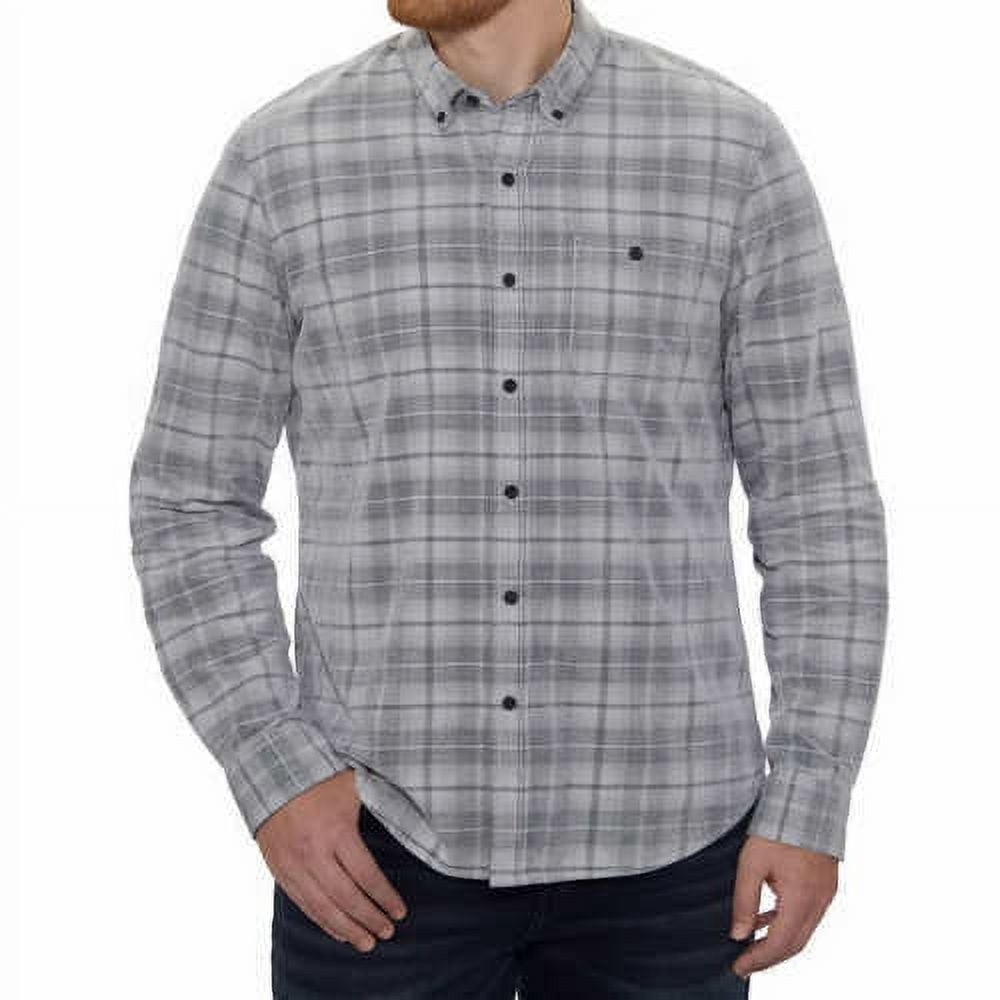 Legacy Cooper & Oak men’s long sleeve plaid cotton (grey) button down shirt S